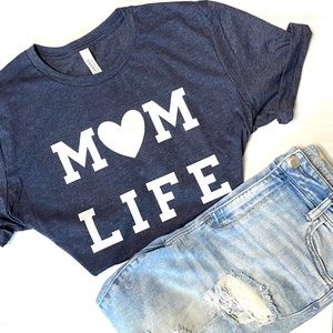 Mom Life Navy White Unisex Graphic T-Shirt